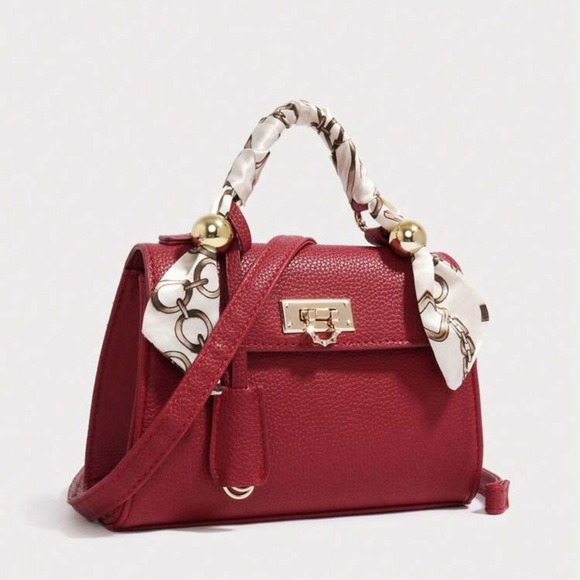She_Stylish Handbags - Chic Red Mini Bag with Scarf Accent
